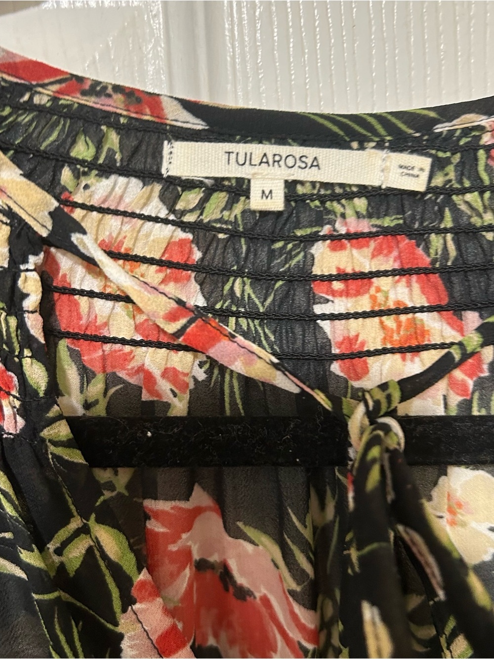 Tularosa Black Floral Mini Dress LBD Vacation Honeymoon Sheer Summer Sz Med - Picture 4 of 14